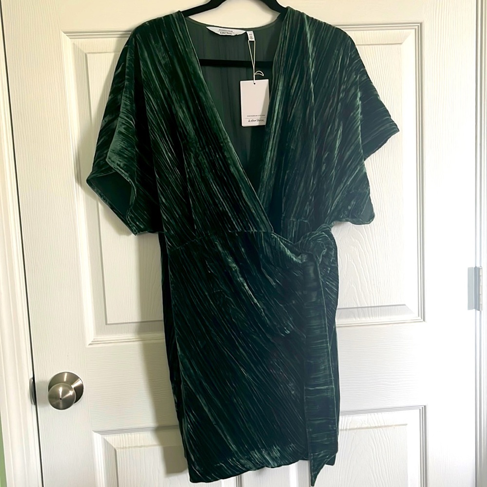 & other stories velvet wrap dress